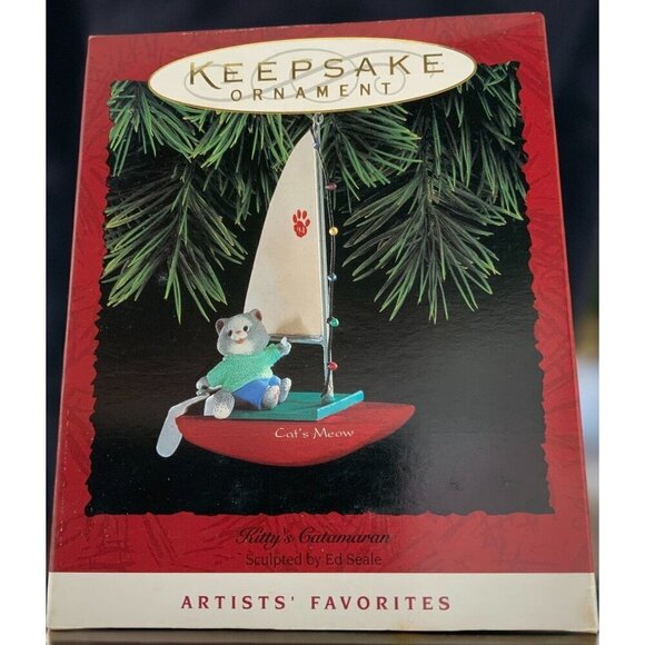 Vintage Hallmark Collectible Ornament Kittys Catamaran Artists Favorite NEW 1994 - Picture 7 of 8
